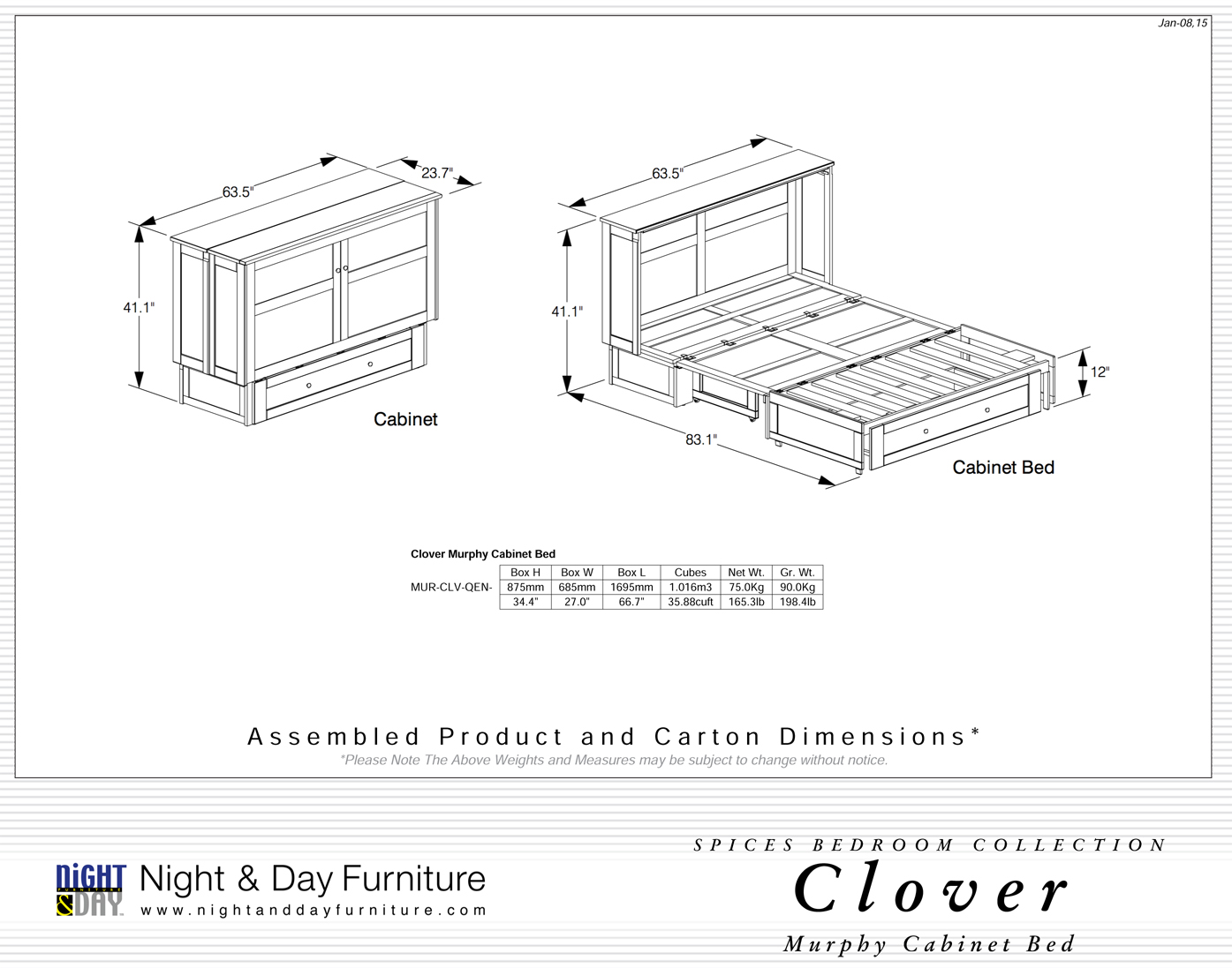 Night Day Clover Murphy Cabinet Bed