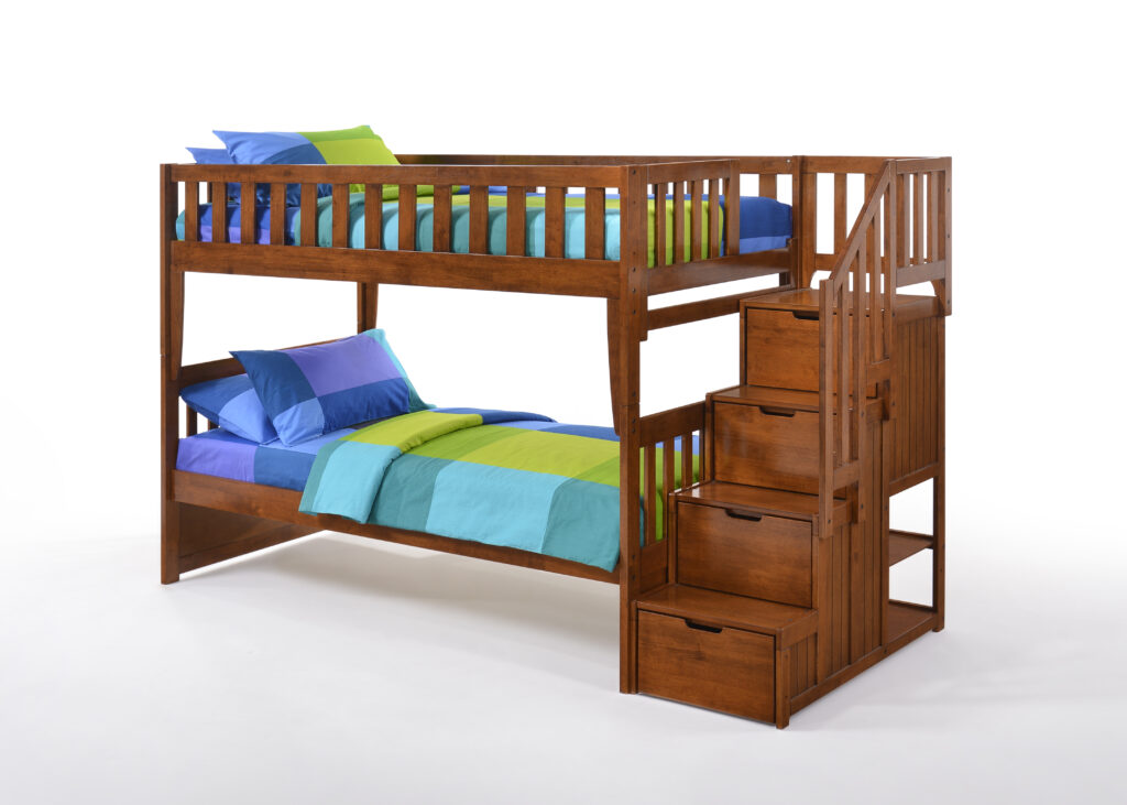 Night And Day Furniture Peppermint Stonewash Twin Twin Stair Bunk Bed