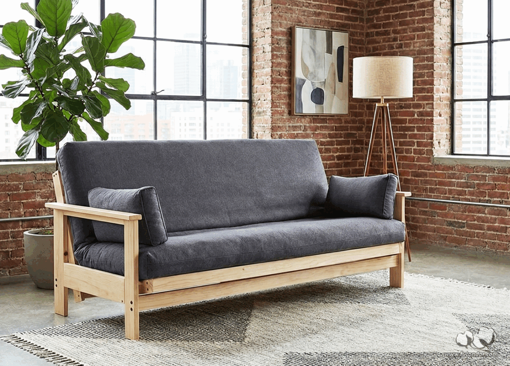 high-quality hardwood futon frame with reinforced joints interior design