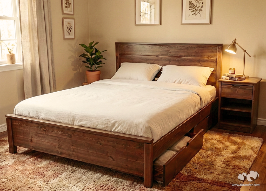 Wooden Bed Frame - Futon d'or - Natural mattresses